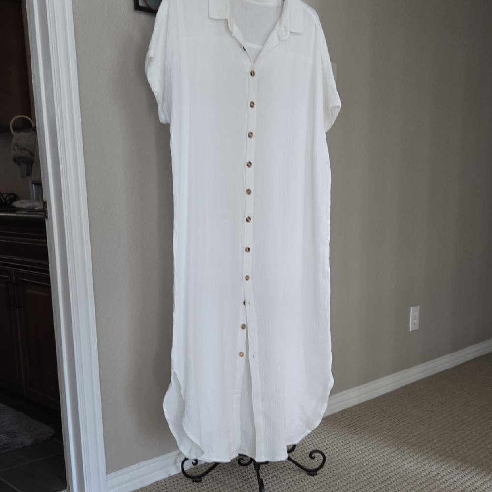 White Button-Down Maxi Dress